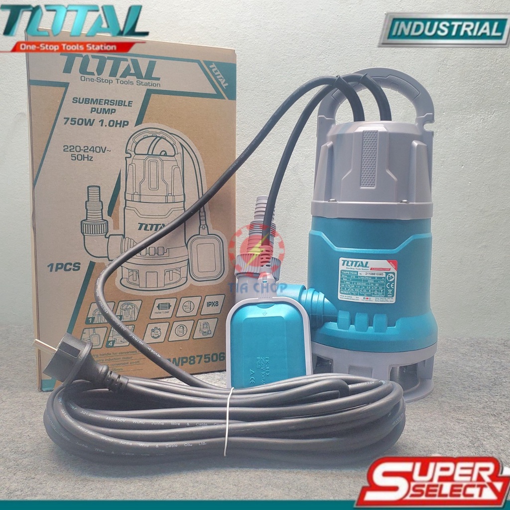 Máy Bơm Chìm Nước Thải 750W 1HP Total TWP87506  Ingco SPD7508  đường kính ống hút 1 inch - bơm tỏm thả - Mẫu 2021