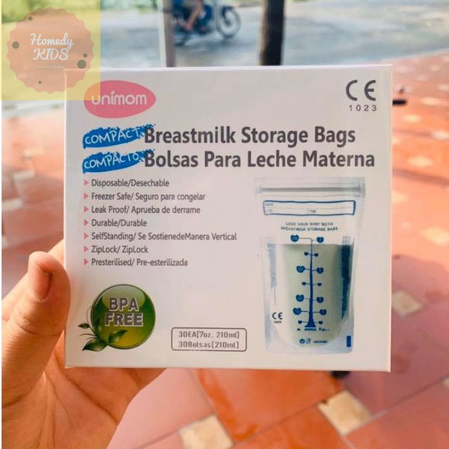 [Hàng Chính Hãng] Túi Đựng Sữa Unimom Hàn Quốc 210ml, Hộp 30 Túi Bảo Quản Sữa Mẹ Compact Không Có BPA, An Toàn, Tiện Lợi