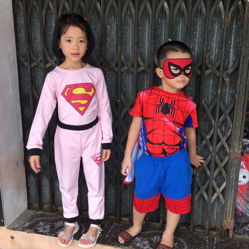 Sét Quần Áo Siêu Nhân Cho Bé Gái Kèm Cánh Siêu Nhân. Hàng Việt Nam Hãng Samkisd Sài Gòn Chất Lương Cao