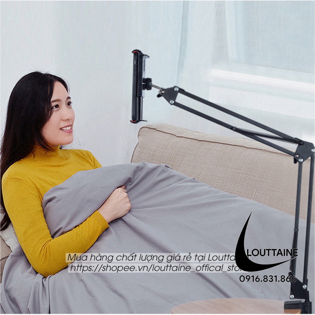 Giá đỡ điện thoại livestream quay video xem phim, giá kẹp ipad góc xoay rộng nhiều góc xoay (size từ 4.8 -10.5 in)