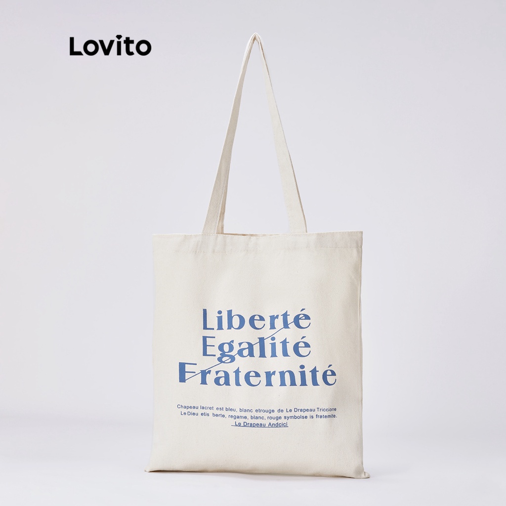 Túi tote đeo vai Lovito In đồ họa Vải canvas hỗn hợp cotton có trọng lượng nhẹ Bình thường L30BA11 (1/2/3/4/5)