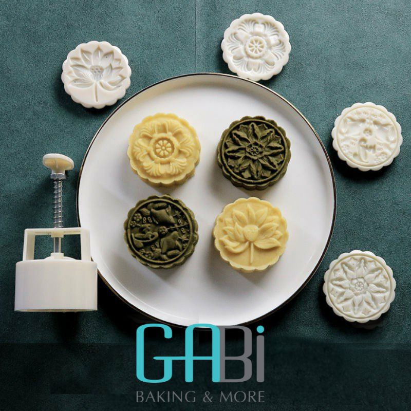 Khuôn trung thu lò xo 4 mặt cá chép, hoa sen 150g