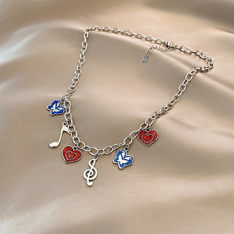 Vòng cổ Thép Titan Mặt Hình Nốt Nhạc Và Bướm Thời Trang Tinh Tế