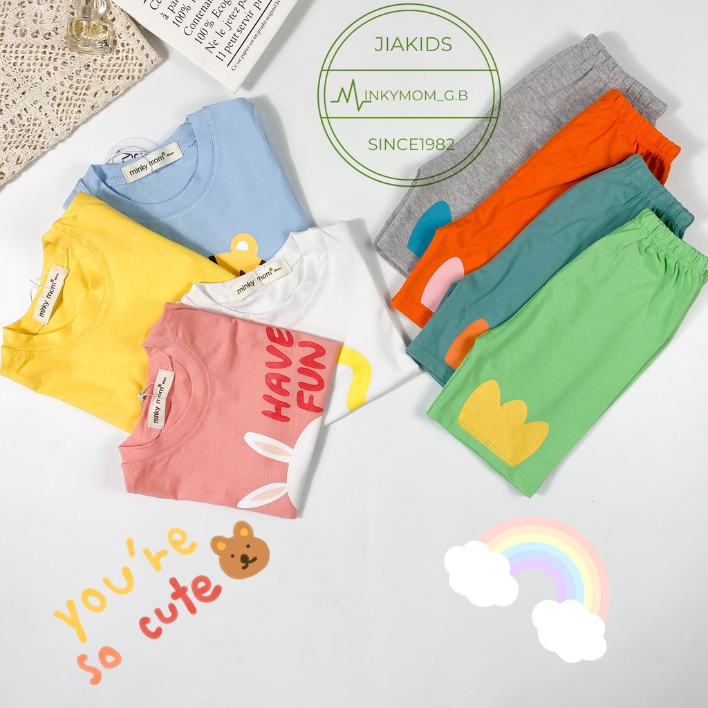 Mã 44FASHIONSALE1 giảm 10k đơn từ 50k Bộ Cộc Tay MINKY MOM COTTON 100% In Hình Động Vật Cho Bé TN-IN33