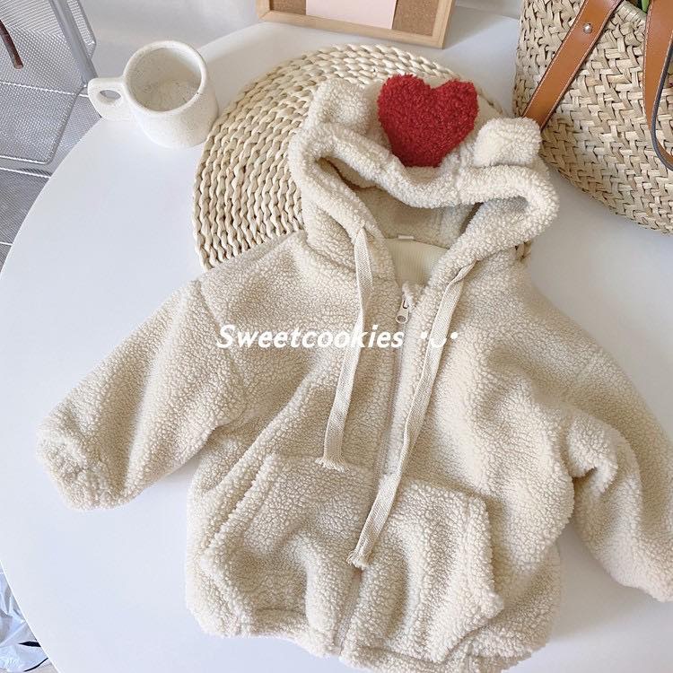 Áo khoác mũ trái tim siêu dễ thương cho bé trai - bé gái