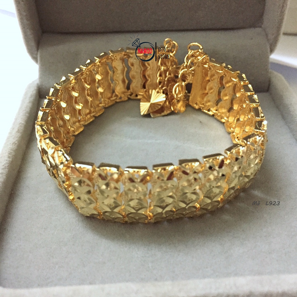 Lắc Tay Mạ Vàng L923 Vảy Cá Bản Lớn Có tăng đơ tăng giảm Namoo Jewelry