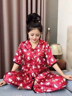 ĐỒ BỘ PHI BÓNG LỤA TAY LỬNG QUẦN DÀI