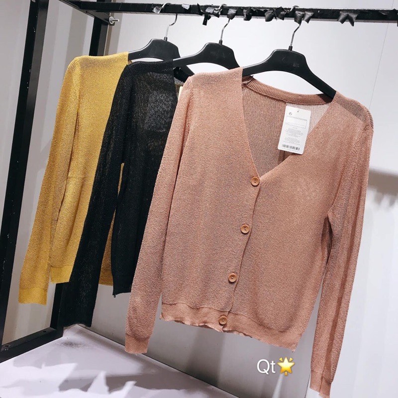 Áo khoác len mỏng lưới Hàn Quốc, Cadigan len mỏng dài tay AL9911 - NhiNhi Shop