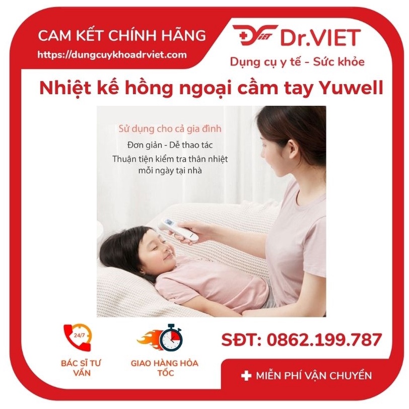 [Chính hãng] Nhiệt kế hồng ngoại cầm tay Yuwell YT-1, màn hình LCD, hiện thị chữ rõ ràng, kết quả nhanh - Drviet