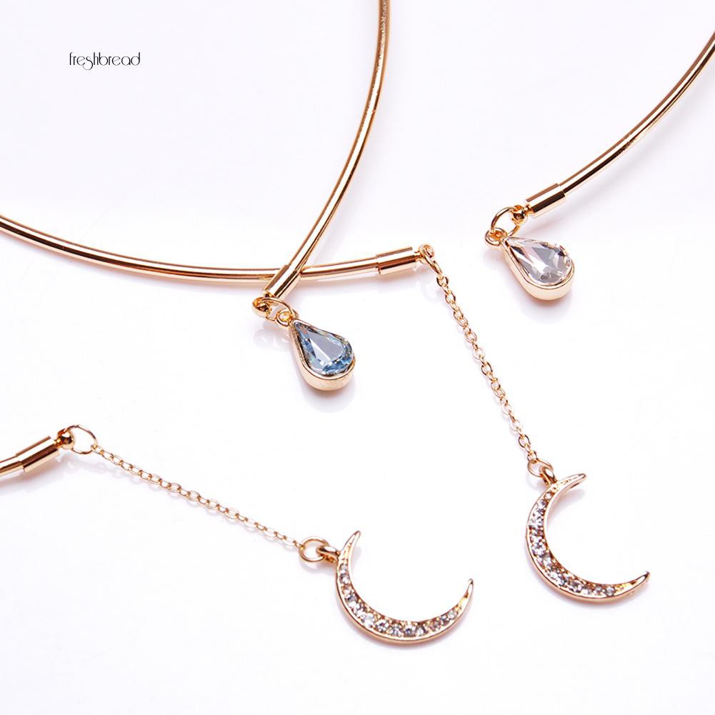 Vòng cổ choker hình mặt trăng đính đá phong cách thanh lịch dành cho nữ