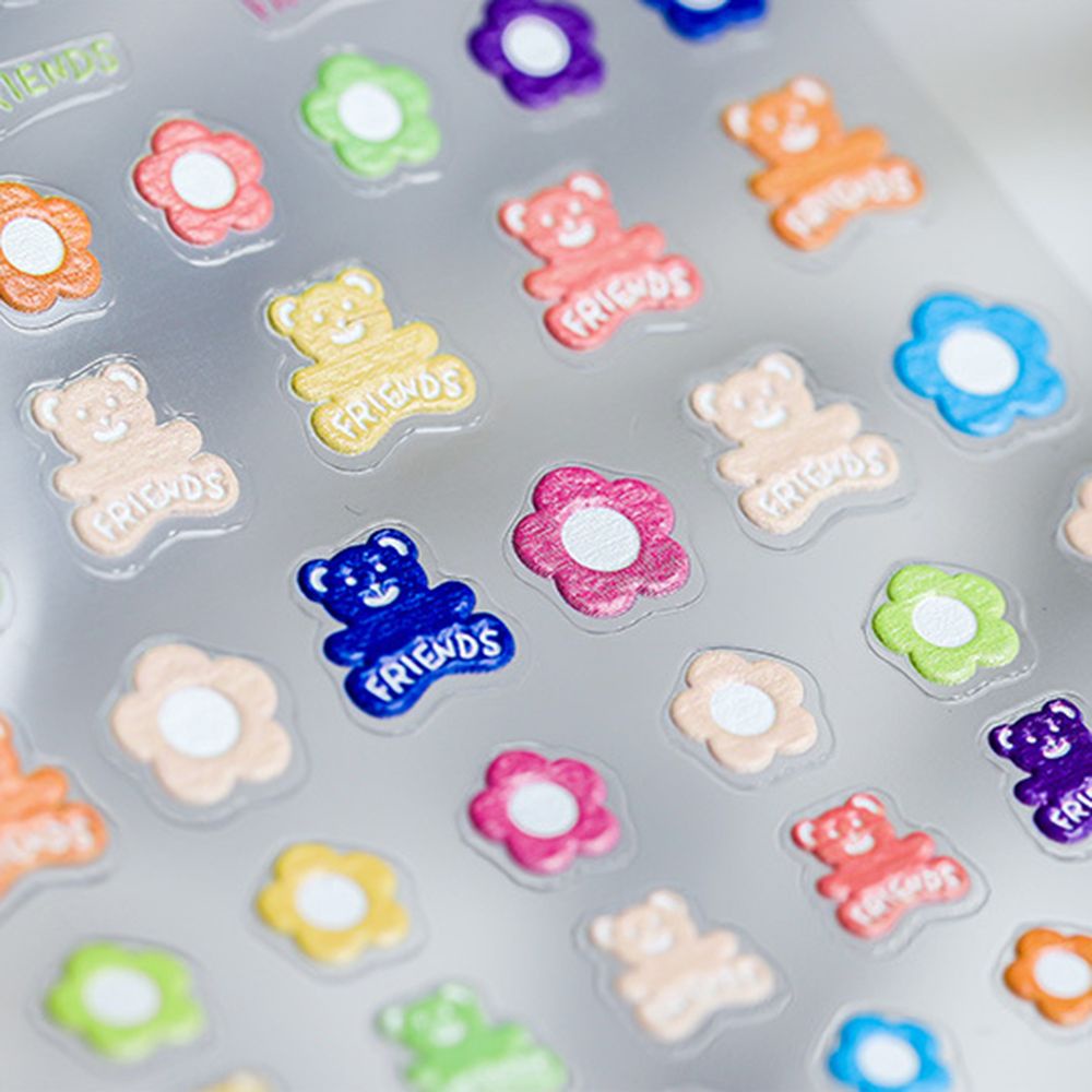 [Hàng mới về] Nhãn Dán Trang Trí Móng Tay Siêu Mỏng Họa Tiết Hoa / Gấu Dễ Thương Diy