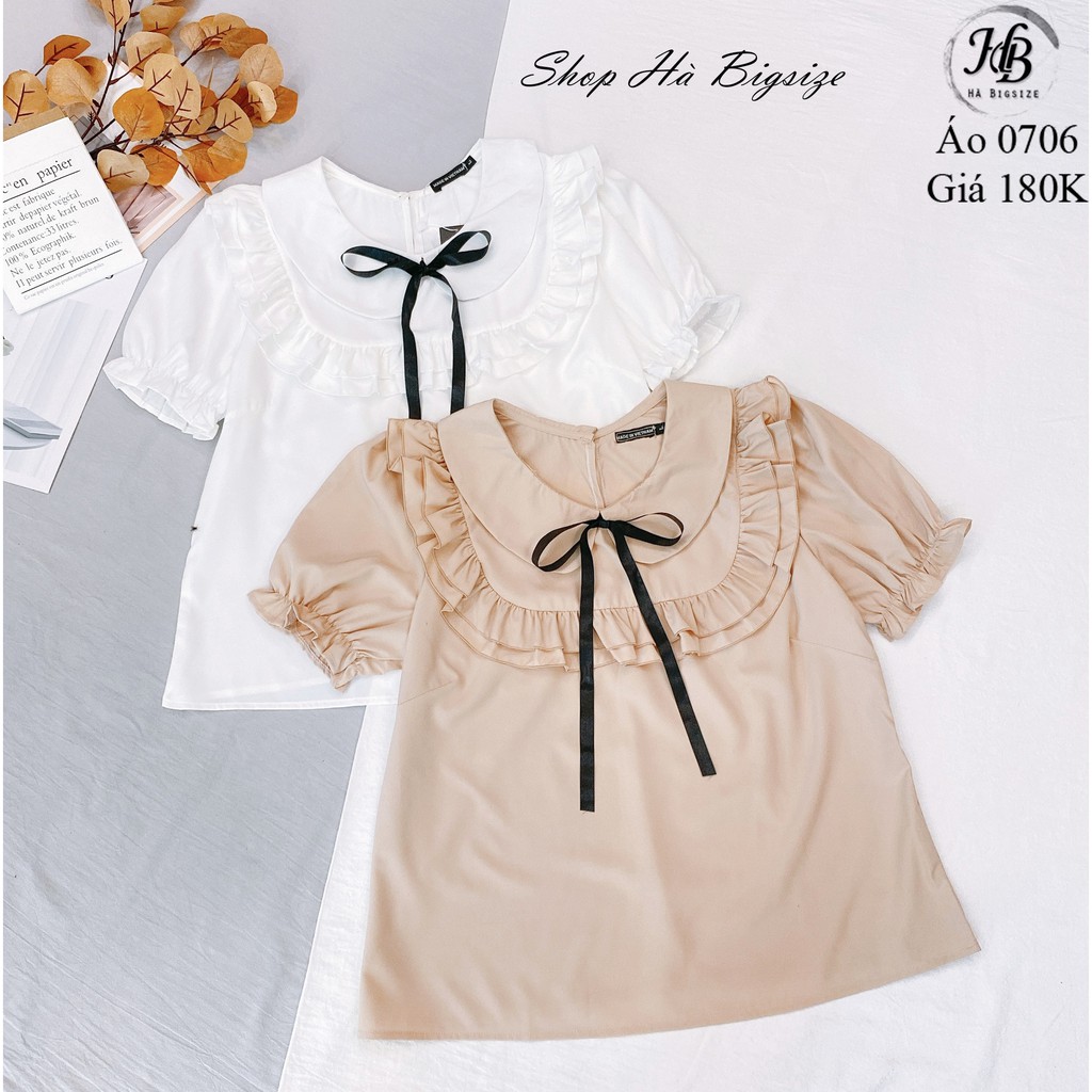 Áo cổ bèo tiểu thư bigsize từ 60kg-90kg áo tiểu thư siêu xinh dễ thương ( Ảnh thật shop tự chụp )