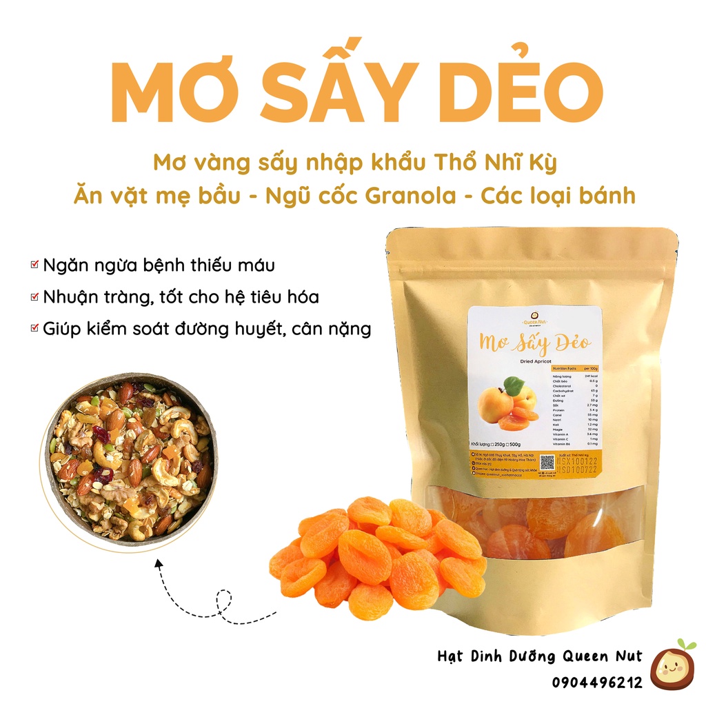 Mơ vàng sấy dẻo Thổ Nhĩ Kỳ 500G - Ăn vặt/ Làm ngũ cốc granola / Làm các loại bánh