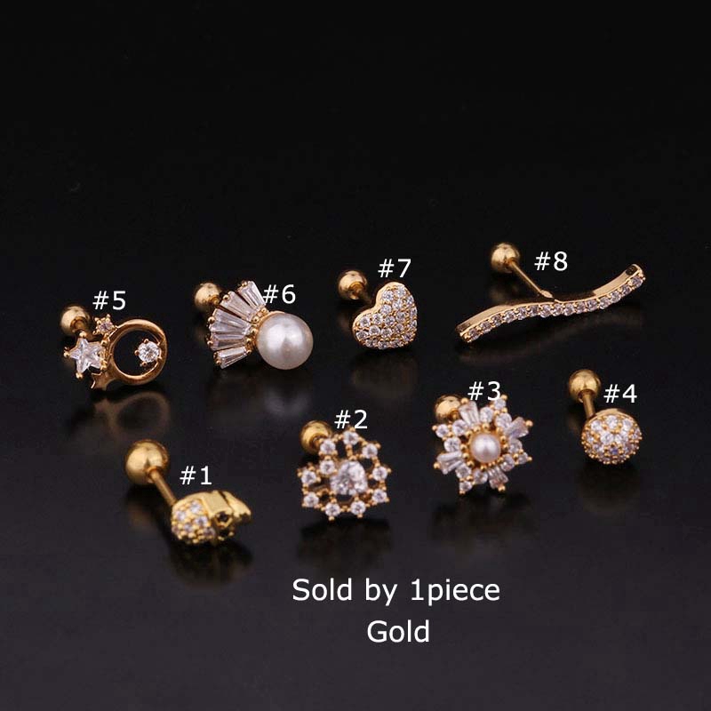 1 Khuyên tai thép không gỉ nhiều màu sắc 6mm 20g
