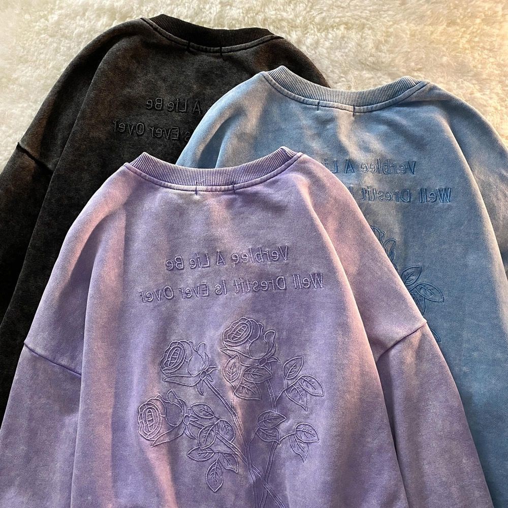 Áo sweater Dáng Rộng Thêu Họa Tiết Kiểu retro Thời Trang Mùa Thu Cho Nữ