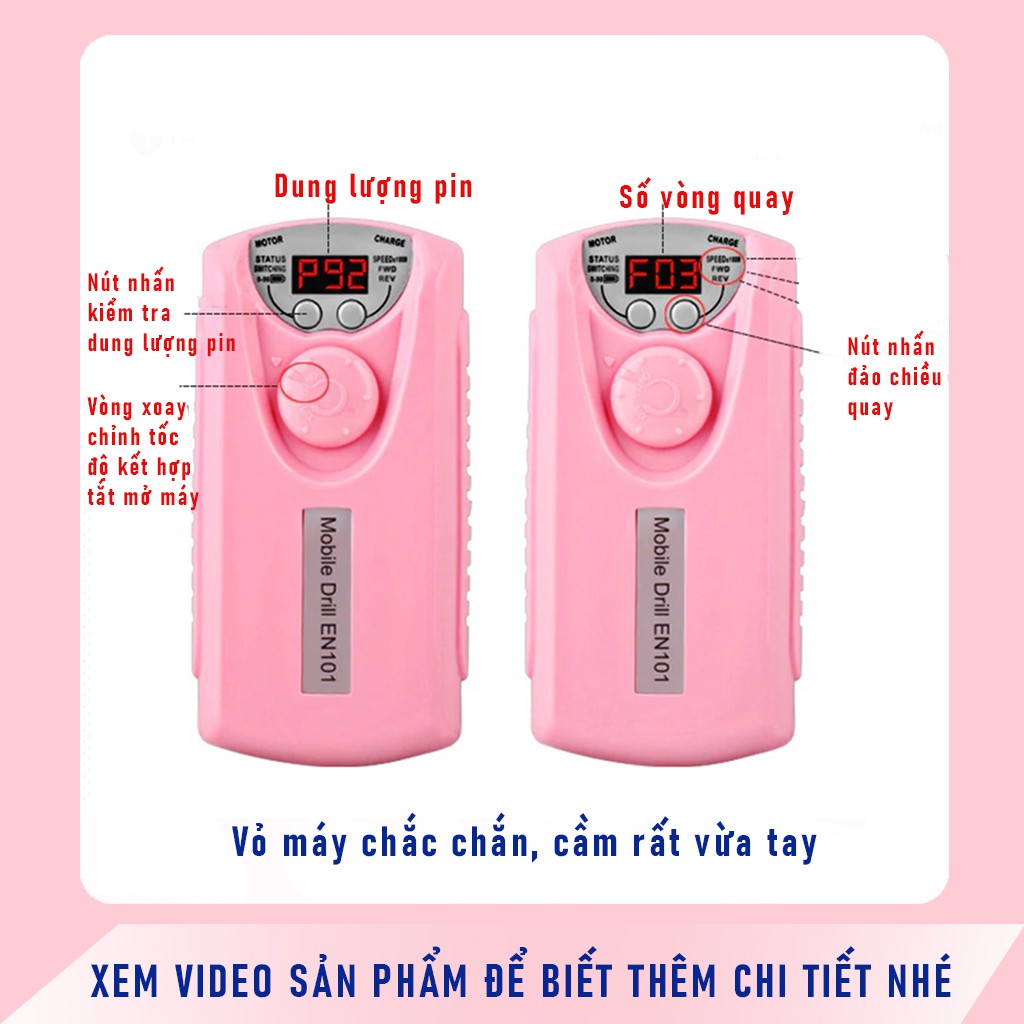 Máy Mài Móng EN101 30000 RPM Công Nghệ Nhanh Sạc Pin Tiện Lợi Cho Tiệm Cửa Hàng Nail Spa