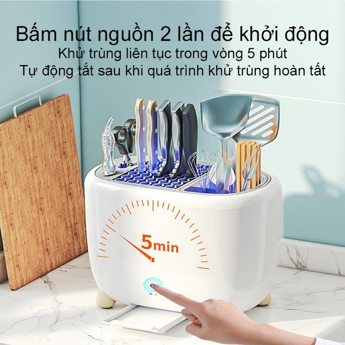 Máy khử trùng, Máy diệt khuẩn khử mùi, dao đũa bằng tia UV sấy khô Kệ đựng dao đũa thìa