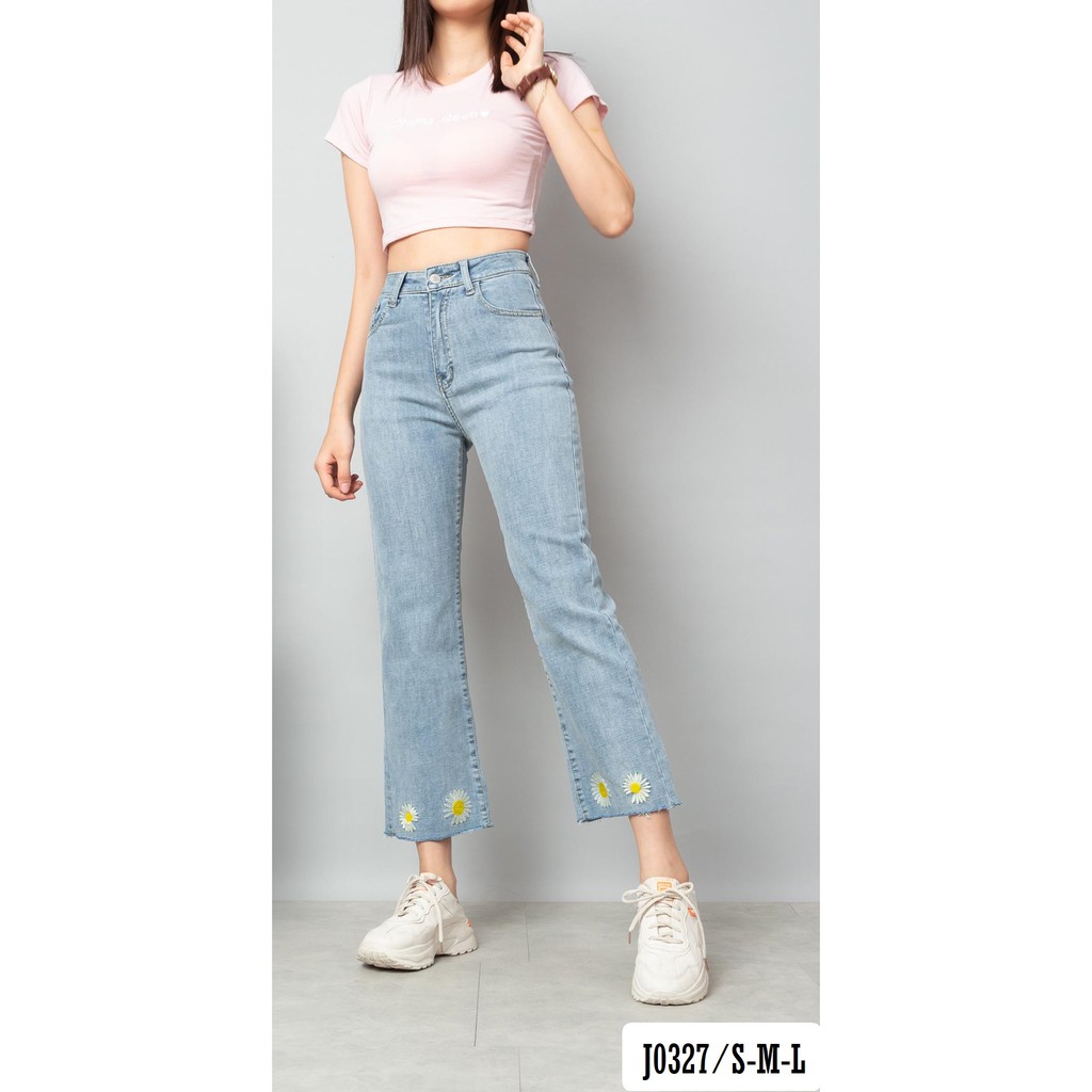 Quần Jean Nữ Ống Suông Lưng Cao Thời Trang Màu Nhạt J0327