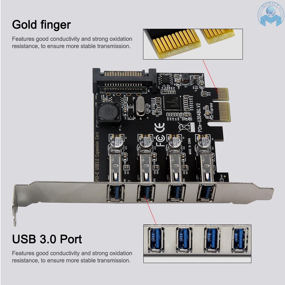 Thẻ mở rộng PCI-E 5Gbps có 4 cổng USB 3.0 siêu nhanh cho máy tính để bàn kèm giá đỡ cấu hình thấp 2U | WebRaoVat - webraovat.net.vn