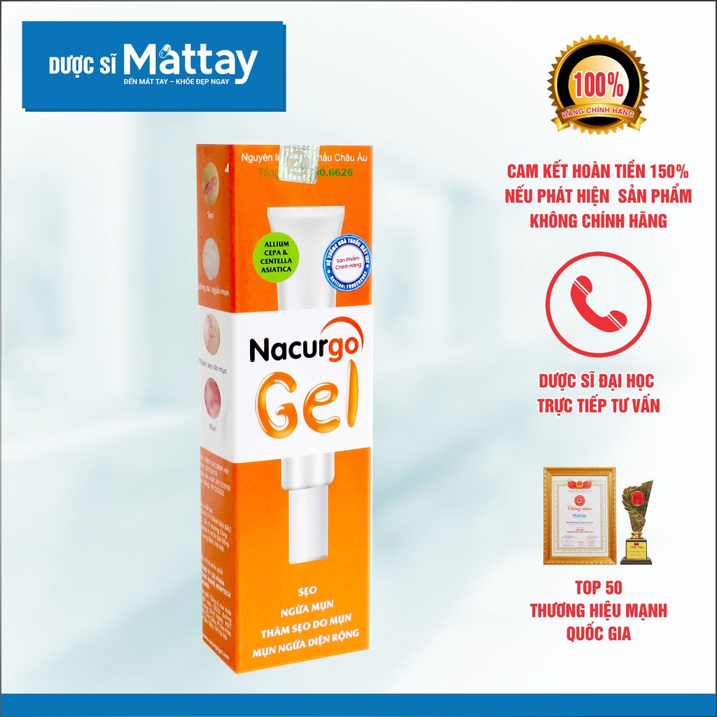 ✅  Nacurgo Gel - Tuýp 20g - Dưỡng Da, Ngăn Ngừa Sẹo.