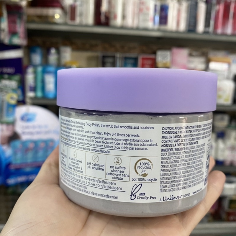 TẨY TẾ BÀO CHẾT DOVE EXFOLIATING BODY POLISH 298g Của Mỹ/ Lanvender/ Yến Mạch/ Lựu.