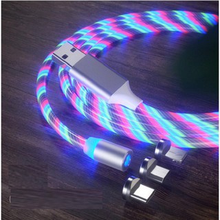 Dây Sạc 3 Đầu Nam Châm Phát Sáng Có Led Chạy Quanh Dây Dùng Cho iphone  sam sung opo HTC micro USB  Type C