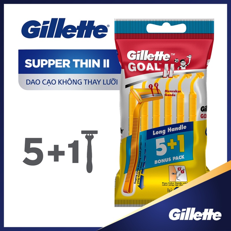 Dao cạo râu Gillette cán vàng túi 5 + 1 cái - Dao cạo Gillette Super Thin II