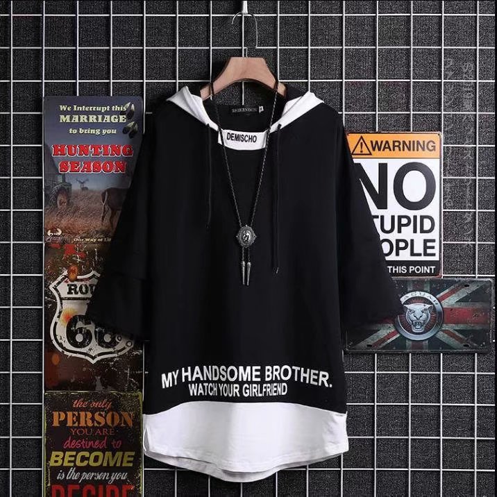 Áo hoodie ngắn tay dáng rộng in họa tiết Trung Hoa thời trang dành cho nam với 2 màu sắc tùy chọn cỡ S-3XL | BigBuy360 - bigbuy360.vn