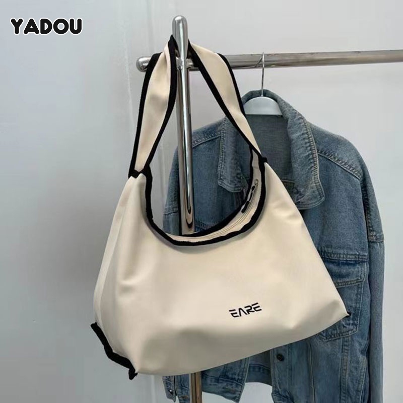 Túi tote vải canvas Yadou đeo vai thời trang niche Hàn Quốc xinh xắn cho nữ đơn giản sức chứa lớn