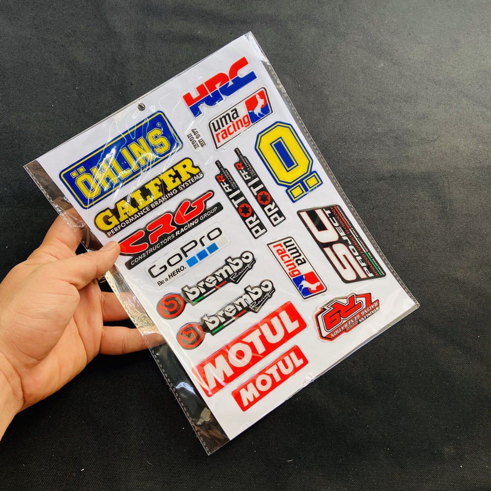 [CỰC RẺ] TẤM TEM DẬP NỔI NHIỀU LOGO CÁC HÃNG XE MẪU NOS, RCB, OHSHIT TRANG TRÍ XE SIÊU CHẤT