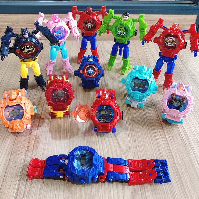 Robot biến hình Đồng hồ điện tử chiếu hình  Nhiều kiểu - Elsa Ben 10 Hulk  Transformer