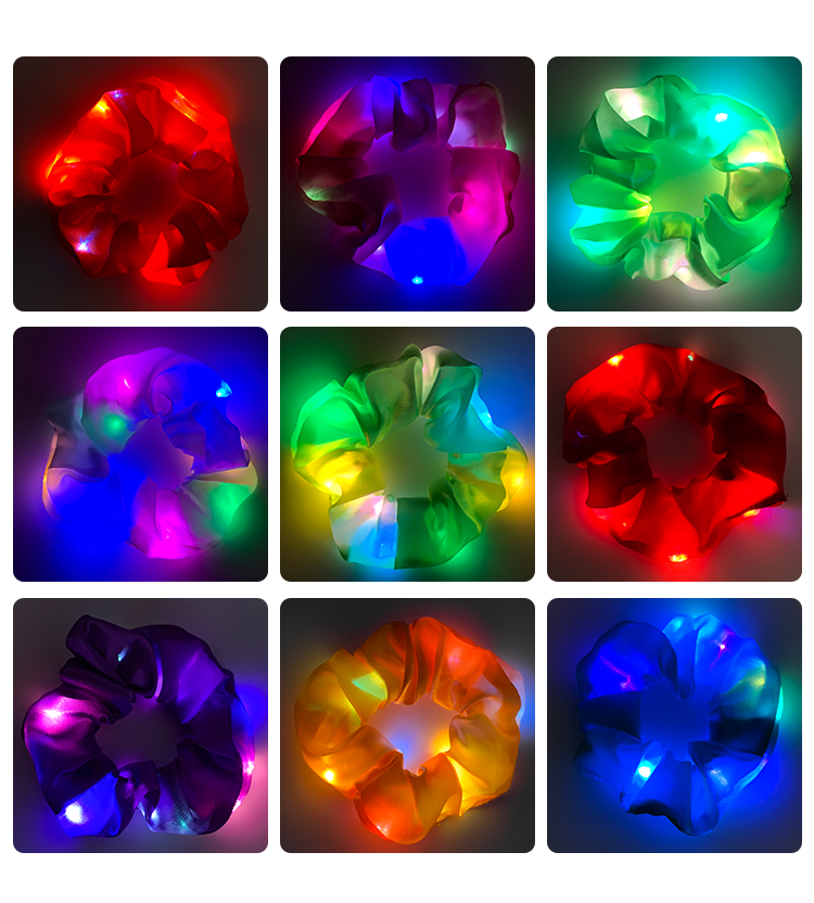 Dây buộc tóc vải nhung nhiều màu sắc có đèn LED thời trang dành cho nữ