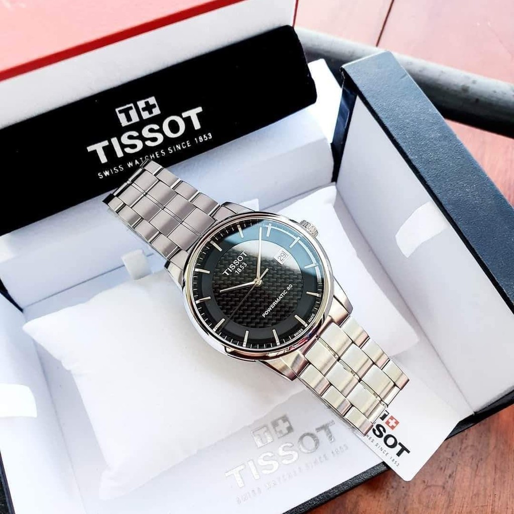 Đồng hồ Nam chính hãng Tissot 1853 Powermatic T086.407.11.201.02 Size 41,Mặt đen,Lịch-Máy cơ-Dây kim loại cao cấp