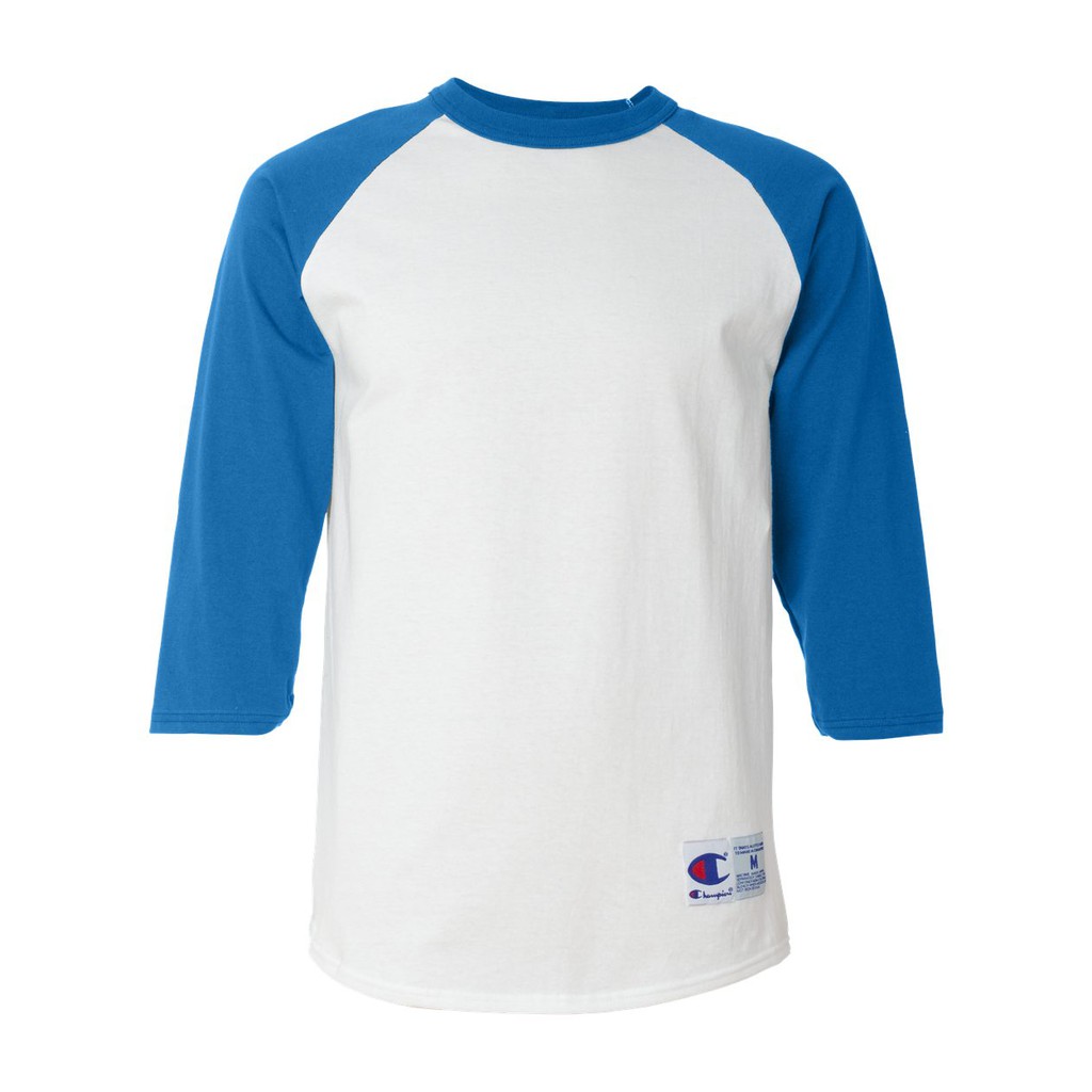 Champion 3/4 Sleeve Raglan (Trắng/Blue)