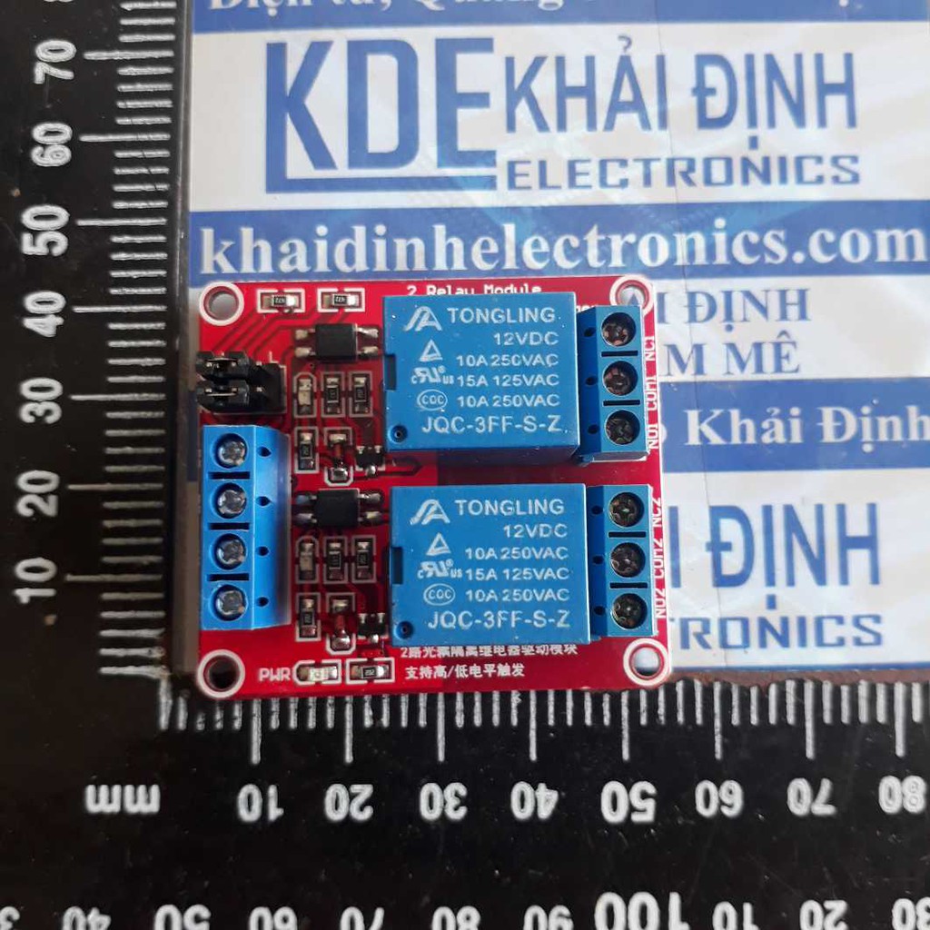 MODULE 2 RELAY, có OPTO, JUMP CHỌN MỨC ĐIỀU KHIỂN, domino in, out, relay 5V / 12V / 24V kde2990