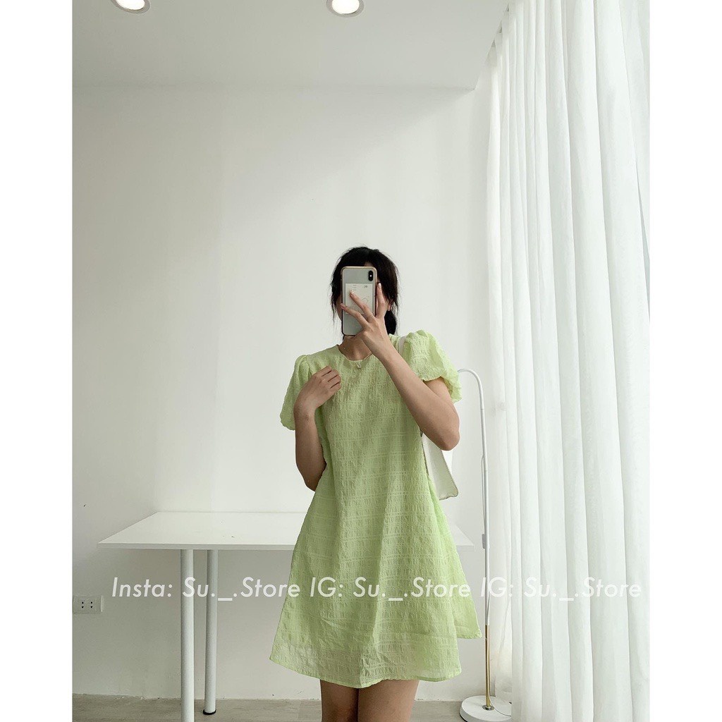 Đầm Váy Baybydoll Xuông Vải Xốp Tay Bồng Cao Cấp V27602