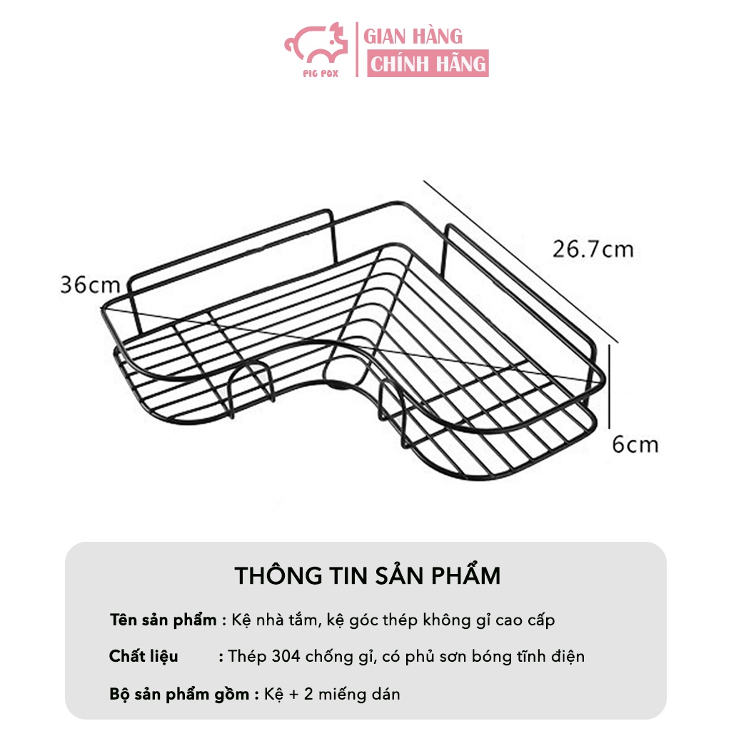 Kệ Góc Dán Tường Để Đồ Nhà Tắm Chất Liệu Thép Không Rỉ - PIGPOX