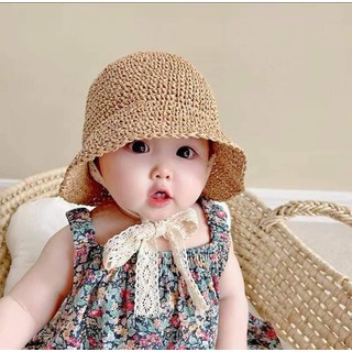 Mũ Cói Ajuma Cho Bé Trai Bé Gái, Mũ Đi Biển, Che Nắng Phong Cách Vintage Xinh Xắn