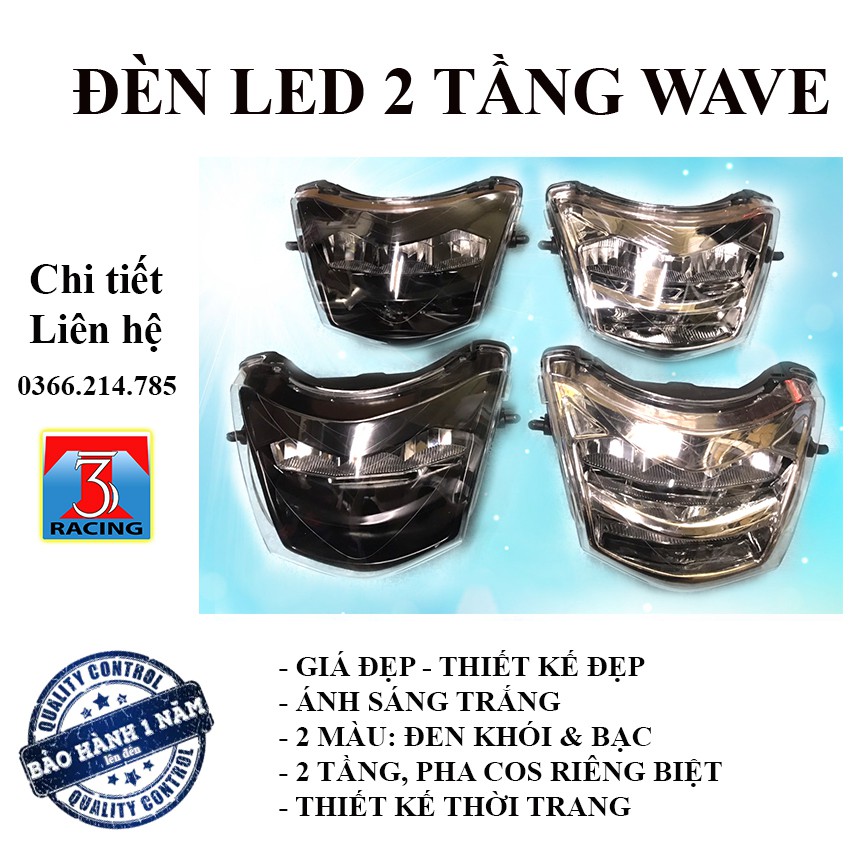 ĐÈN PHA LED 2 TẦNG WAVE A WAVE S WAVE RS WAVE RSX ZHIPAT 1:1 - ĐẸP VÀ SÁNG - LỖI 1 ĐỔI 1 - 3T RACING