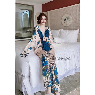 Đồ Ngủ Pijama Lụa Satin Tay Dài Quần Dài