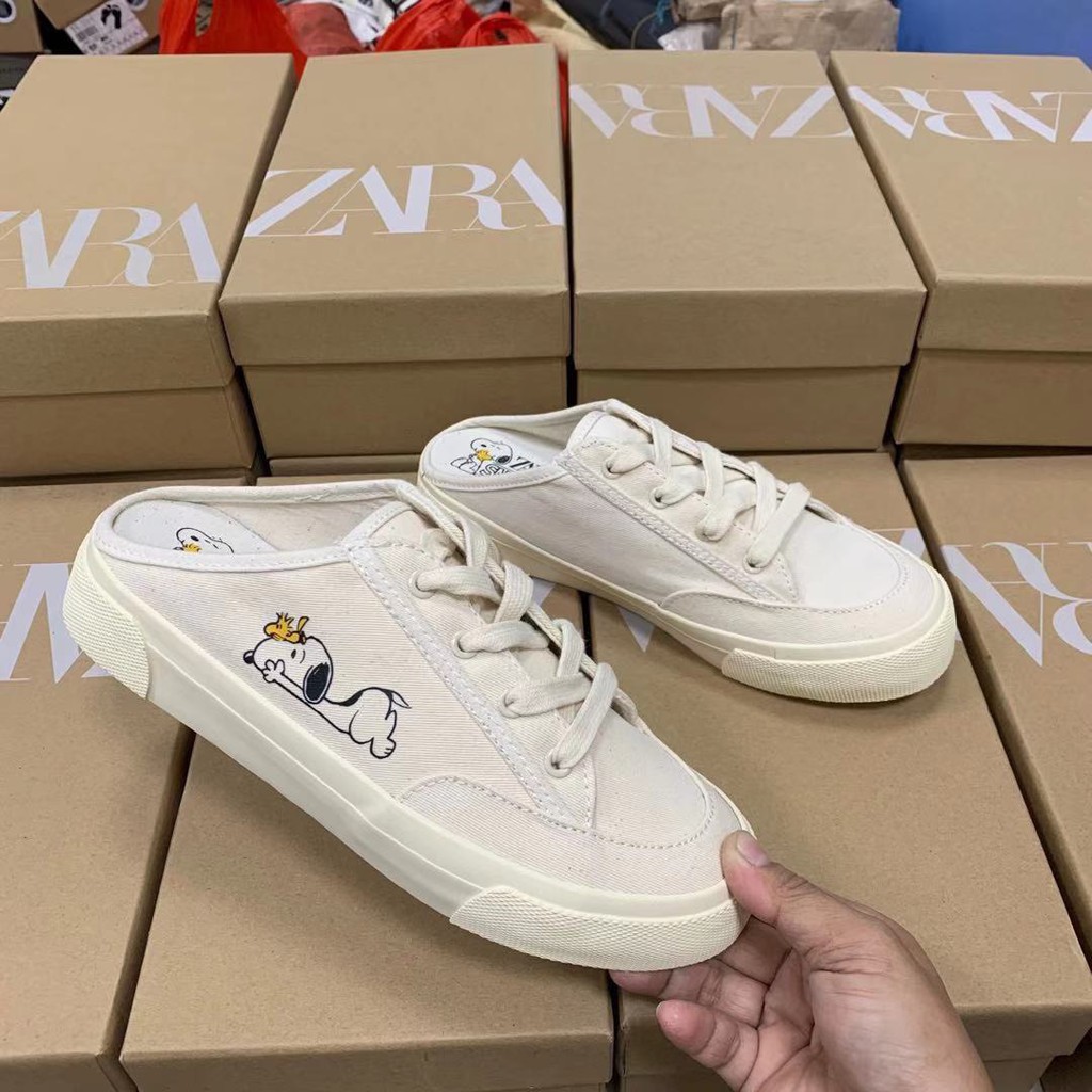 Giày Zar Snoppy 💙 FREESHIP 💙 Sục Lười Mickey Trắng - Giày Thể Thao - Thời Trang Nam Nữ