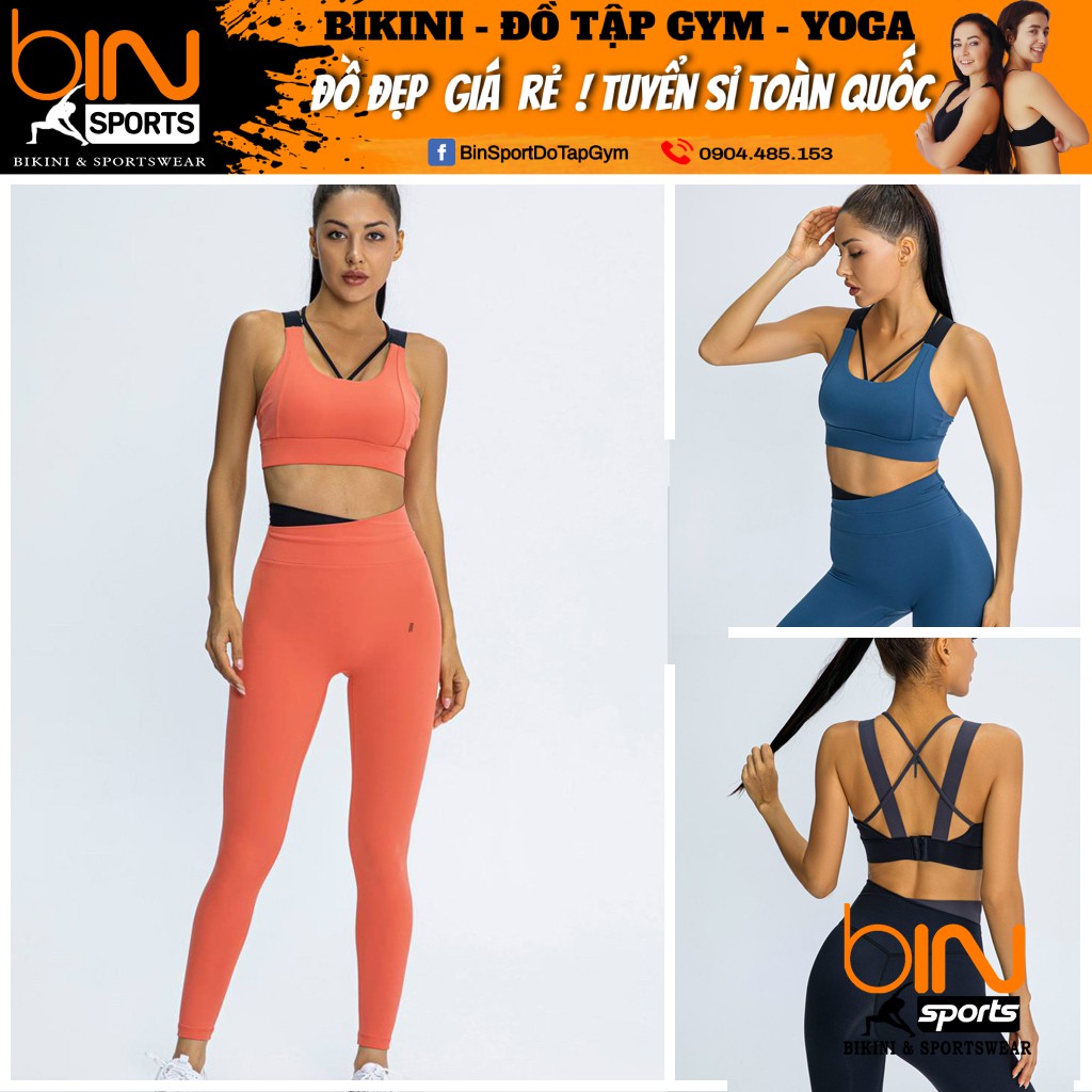 Set Bộ Aó Bra Quần Dài Tập Gym Thể Thao Nữ Cao Cấp Mẫu Mới Bin Sport BD095