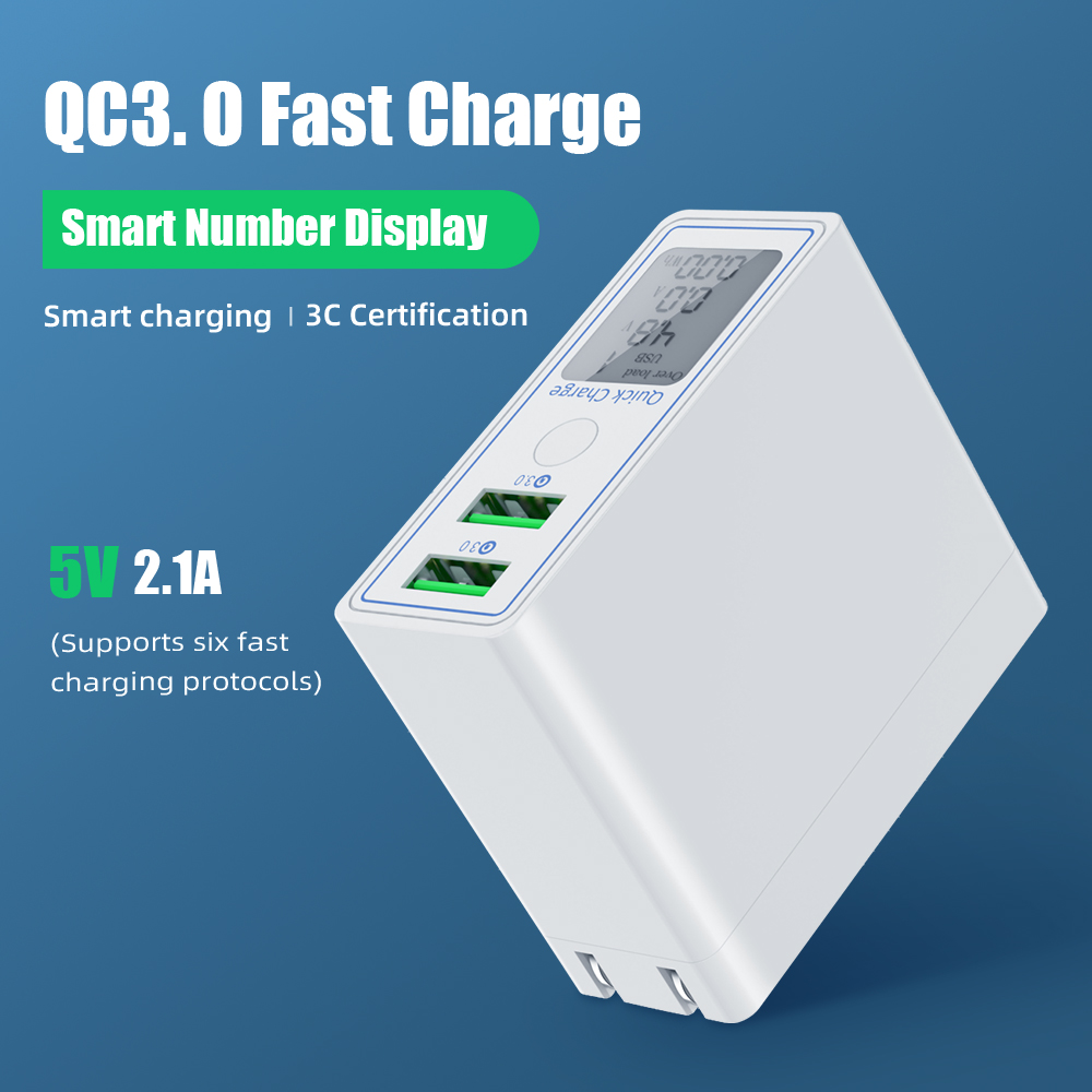 36W 2 USB Charger Quick Charge 4.0 QC 3.0 Portable Charger For Huawei Samsung Xiaomi IOS Fast Charging Adapter LED Display