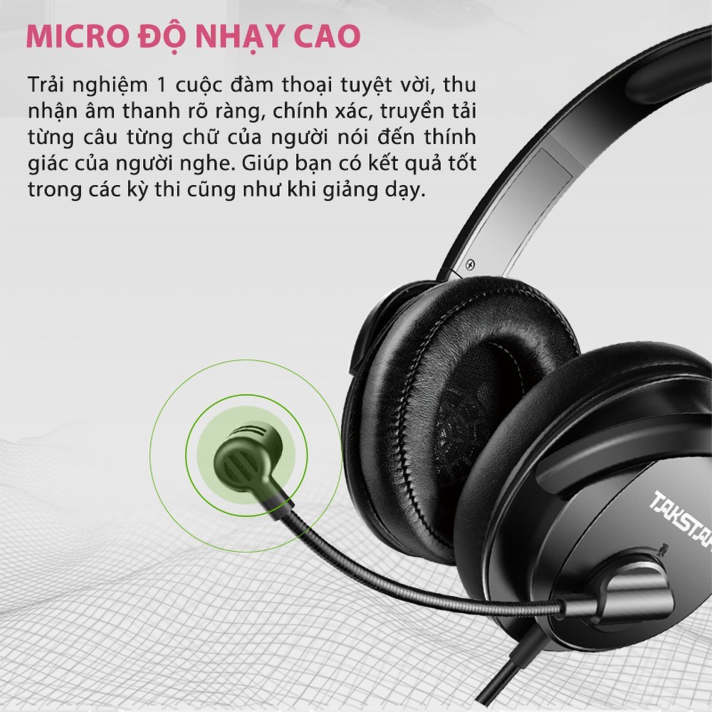 [ CHĨNH HÃNG ] Tai nghe kiểm âm TÂKSTAR TS-450M gaming, thu âm, telesale có mic nói chuyên nghiệp