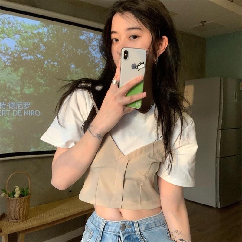 (Sẵn) Áo thun dáng lửng đơn giản thời trang cho nữ S-2XL