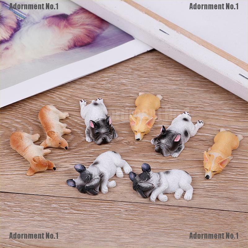 Set 2 đồ chơi mô hình chú chó bulldog đang ngủ dễ thương