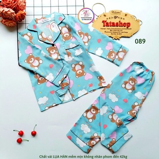 Bộ pijama lụa dài tay thu đông cho bé trai bé gái size đại chất lụa Hàn