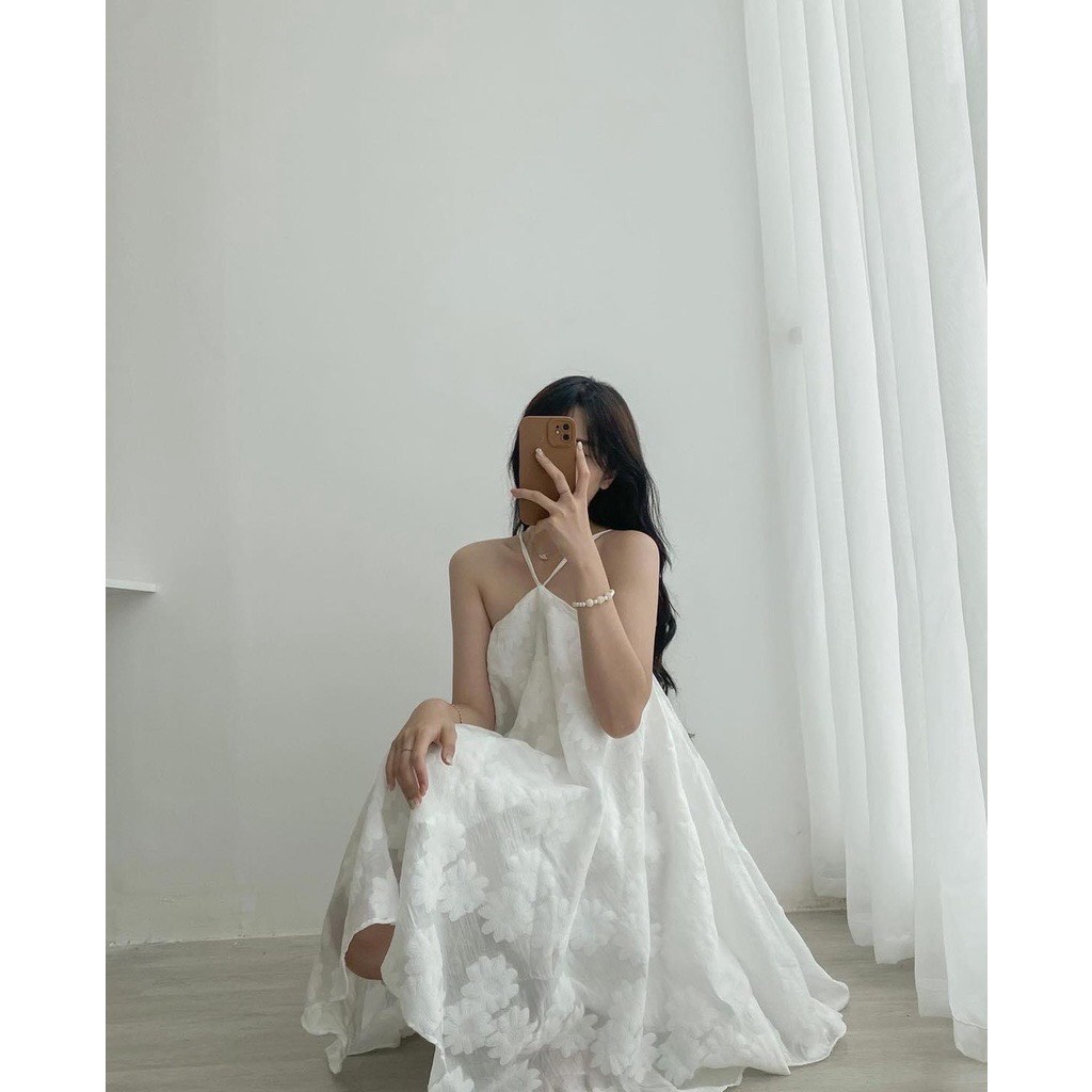 Đầm cổ yếm hoa nổi bigsize  HN33-812