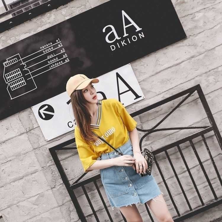 Áo thun nữ dáng rộng tay ngắn thời trang phong cách Hàn Quốc