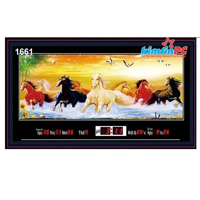 Lịch vạn niên – Tranh đèn – Đồng hồ - Khổ 48x68cm - mã 1661